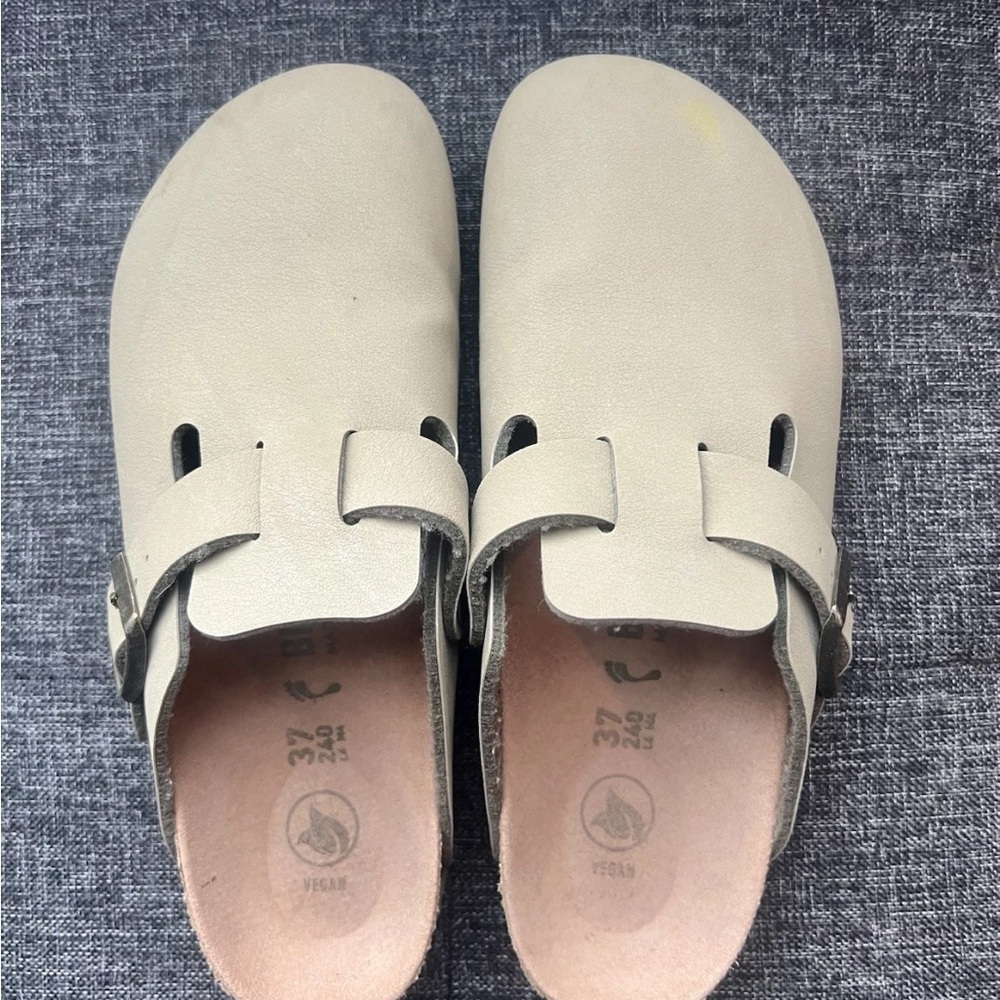 Birkenstock Boston Taupe Vegan Mules Clogs Size EU 37 US 6 Narrow